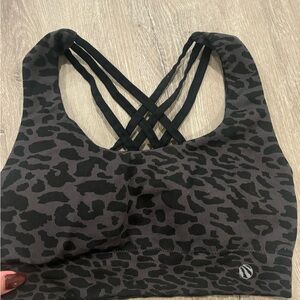 Marika Sport: Women's Black Leopard Print Sports Bra SMALL
